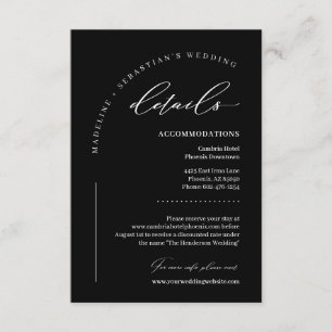 Black Elegant Modern Wedding Details Enclosure Card
