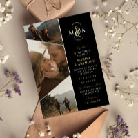 Black Elegant Monogram Asymmetrical Photos Wedding