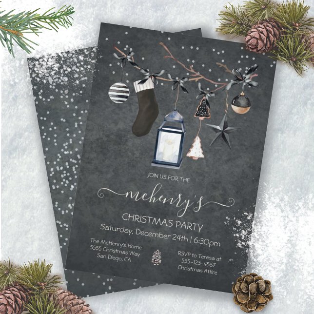 Black Elegant & Moody Christmas Party Invitation (Creator Uploaded)