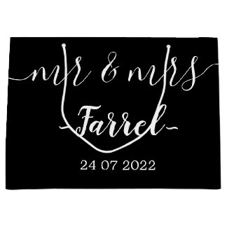 Black Elegant Mr & Mrs Wedding Day Gift Bag