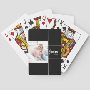 Black Elegant Mum Established Add One Photo Playing Cards