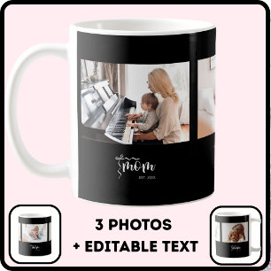 Black Elegant Mum Established Bow Add 3 Photos Coffee Mug