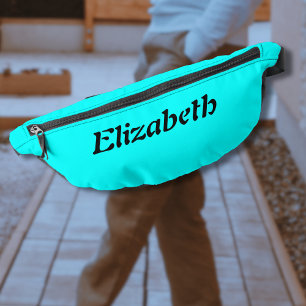 Black Elegant Name Neon Cyan Stylish Bum Bags