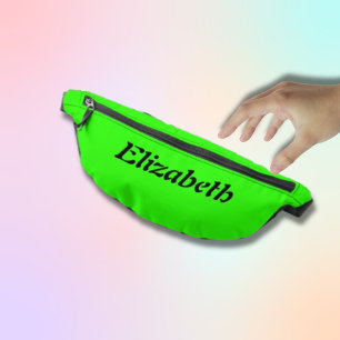 Black Elegant Name Neon Green Stylish Bum Bags