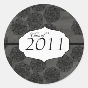 Black elegant pattern graduation class of sticker