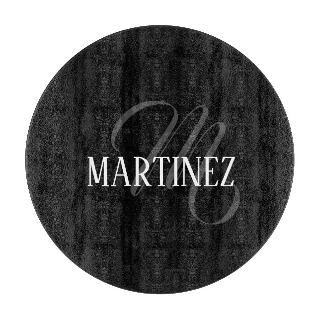 Black Elegant Personalised Last Name | Name Cutting Board (Front)