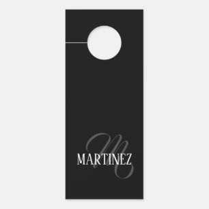 Black Elegant Personalised Last Name Name Door Hanger