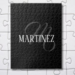 Black Elegant Personalised Last Name | Name Jigsaw Puzzle<br><div class="desc">Black Elegant Personalised Name. You can choose to add your name,  the name of a loved one,  or a special message. Whether it's a heartfelt gift for someone dear to you or a personal treat,  the choice is yours.</div>