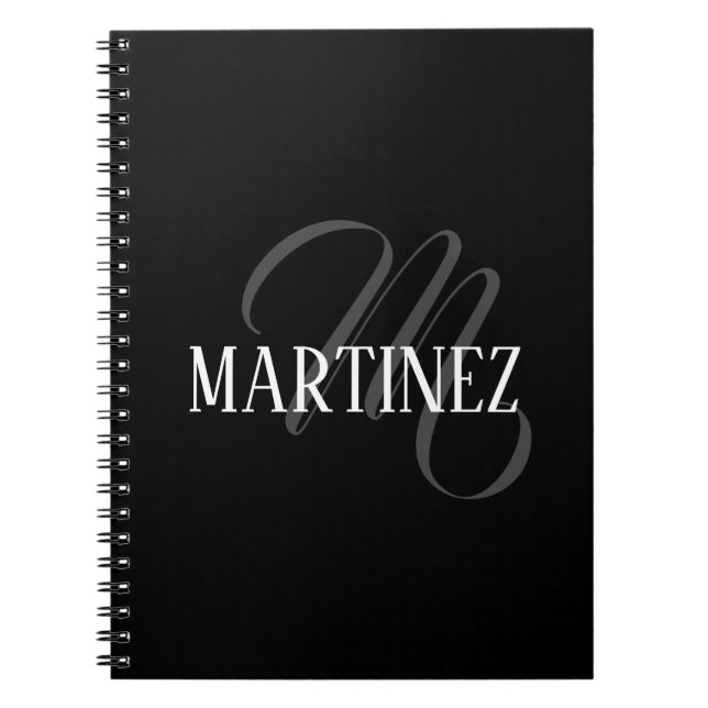 Black Elegant Personalised Last Name | Name Notebook (Front)