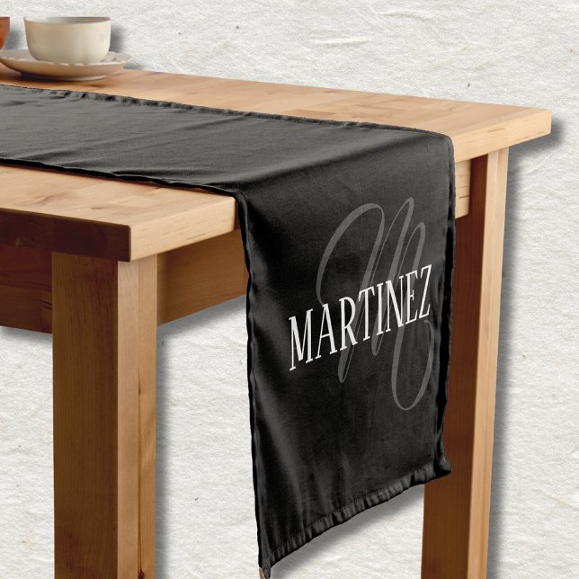 Black Elegant Personalised Last Name | Name Short Table Runner (Creator Uploaded)