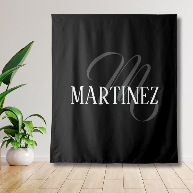 Black Elegant Personalised Last Name | Name Tapestry (Creator Uploaded)