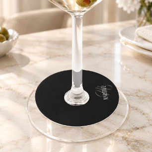 Black Elegant Personalised Last Name   Name Wine Glass Tag