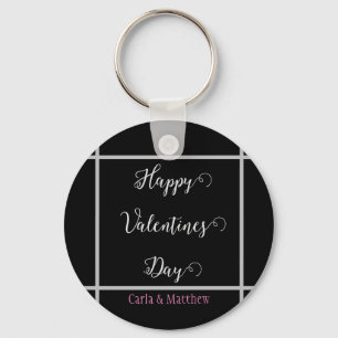 black elegant pink valentine, Sweet for couple Key Ring