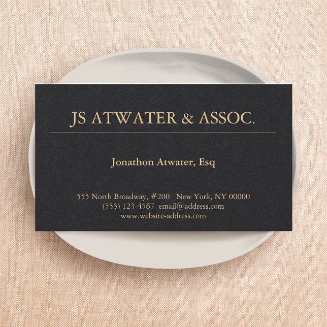 Black Elegant Professional Corporate Attorney Business Card (Creator Uploaded)