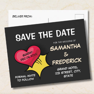 Black Elegant Save the Date Postcard Modern
