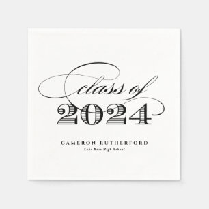 Black Elegant Script 2024 Graduation Party Napkin