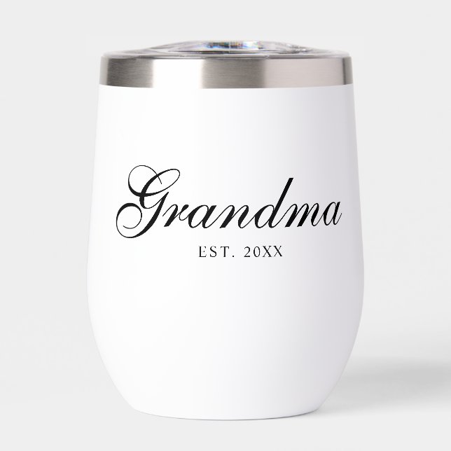 Black Elegant Script Established Grandma (Front)
