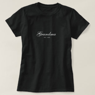 Black Elegant Script Established Grandma T-Shirt