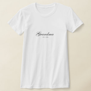 Black Elegant Script Established Grandma T-Shirt