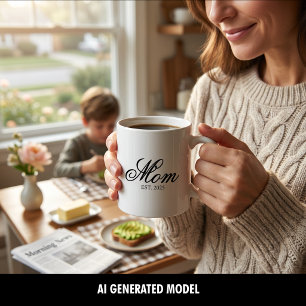 Black Elegant Script Established Mum Coffee Mug