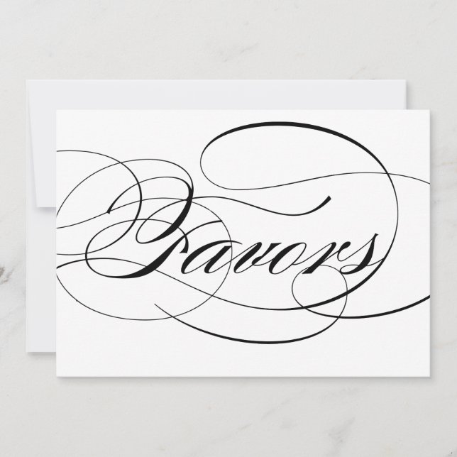 Black Elegant Script Favours Wedding Sign Invitation (Front)