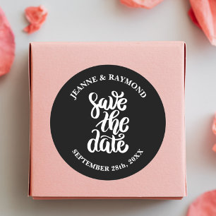 Black Elegant Script Save The Date Boho Wedding Classic Round Sticker
