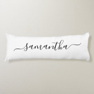 Black Elegant Script Signature Name Body Cushion