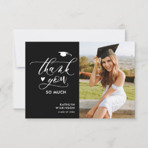 Black Elegant Script Simple Graduation Thank You Invitation
