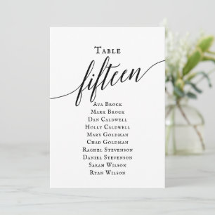 Black Elegant Script Table Number 15 Seating Chart