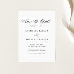 Black Elegant Script Typography Save The Date<br><div class="desc">Announce your wedding date with this elegant save the date card. It features a whimsical script and classic typography. Personalise this script save the date by adding your details. This classic save the date date announcement card is perfect for any wedding theme or wedding season.</div>