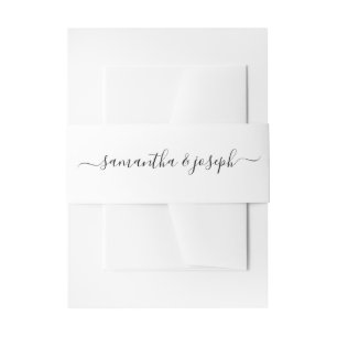 Black Elegant Signature Names Invitation Belly Band