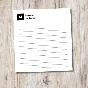 Black Elegant Simple Trendy Monogram Lined Notepad