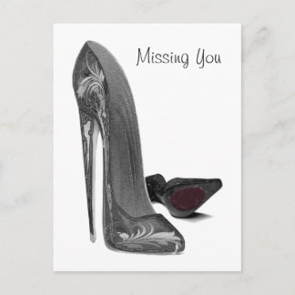 Black Elegant Stiletto Shoe Art Postcard