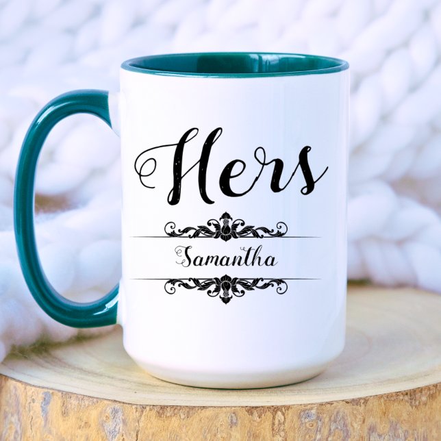 Black Elegant Stylish His Hers Wedding Couple Mug (Creator Uploaded)