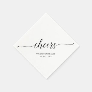Black Elegant Stylish Lettering Cheers Event Napkin