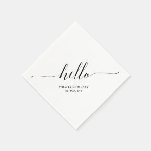 Black Elegant Stylish Lettering Hello Party Napkin