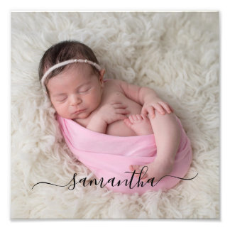 Black Elegant Swash Signature Name 10x10 Photo Print