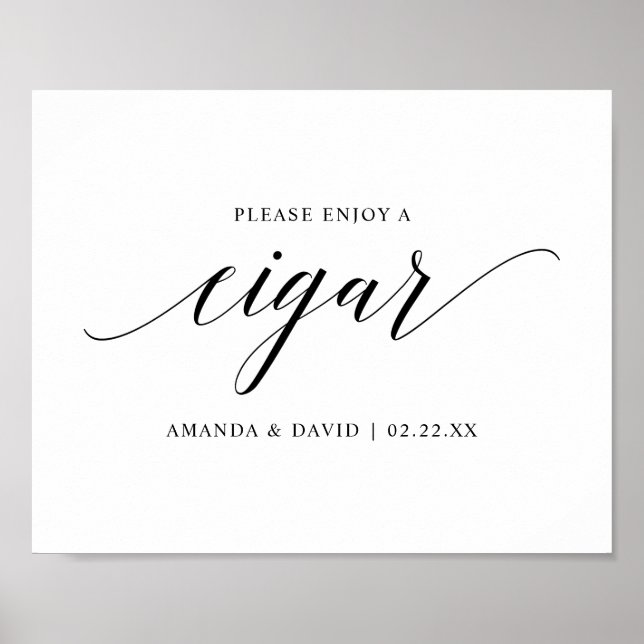 Black Elegant Typography Wedding Cigar bar Sign (Front)
