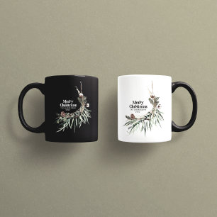 Black elegant watercolor botanical Christmas chic Mug