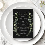 Black Elegant Watercolor Wildflower Wedding Menu<br><div class="desc">This elegant wedding menu features beautiful hand-painted watercolor wildflowers arranged as a wreath,  perfect for spring,  summer,  or fall weddings. For more advanced customisation of this design,  please click the BLUE DESIGN TOOL BUTTON above!  Matching items are also available.</div>