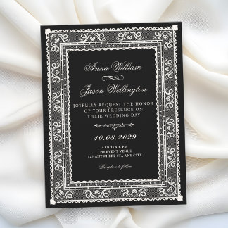 Black elegant wedding invitation