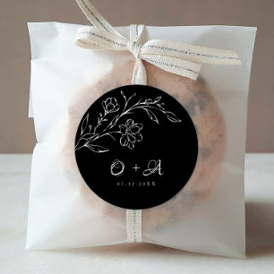 Black Elegant Wedding Monogram Envelope Seals