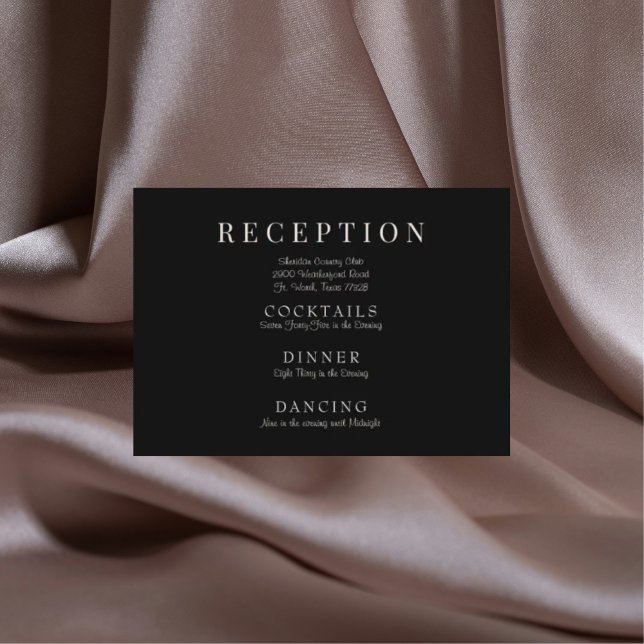 Black Elegant Wedding Reception Enclosure Card (Creator Uploaded)