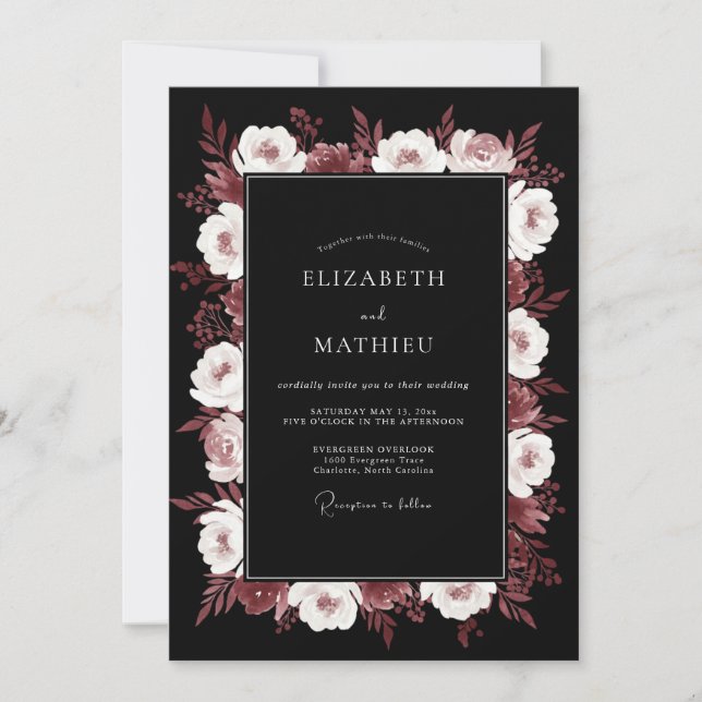 Black Elegant Winter Wedding Invitation (Front)
