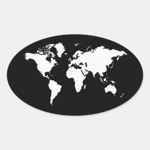 Black Elegant World Oval Sticker