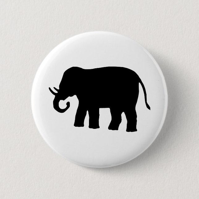 Black Elephant 6 Cm Round Badge (Front)