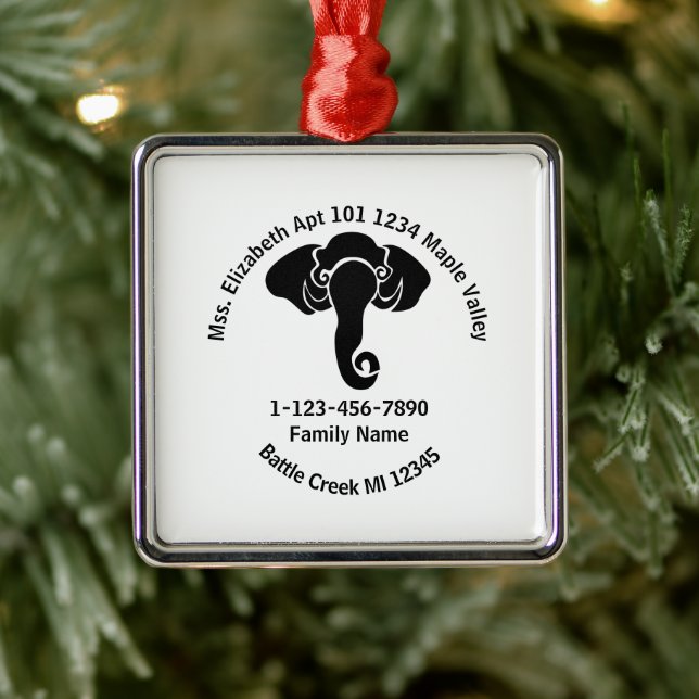 Black Elephant  Family Home Address Republican  Metal Tree Decoration (Tree)