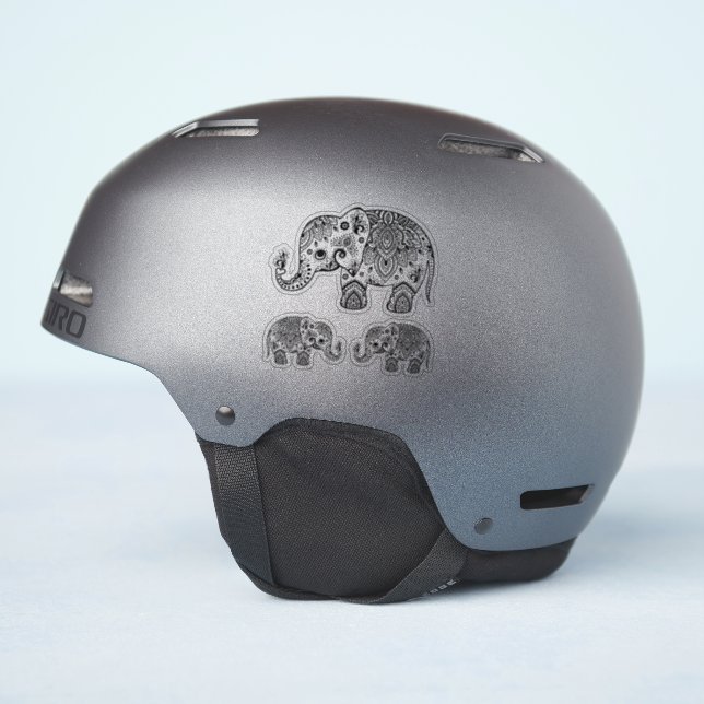 Black elephant vintage floral paisley (Helmet Side)