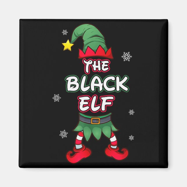 Black Elf Christmas Pajamas Pjs Matching Family Gr Magnet (Front)