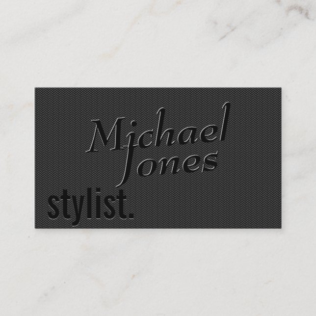 Black Embossed Look Stylist Business Card (Front)